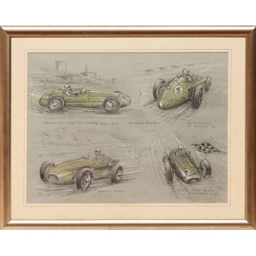 130 - Two Studies of Hawthorn and Moss by Phil MayA pair of studies by Phil May. One of Mike Hawthorn in h... 