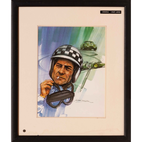 131 - Studies of Fangio, Ireland, Vandervell and Phil Hill (4) Four studies by different artists of four s... 
