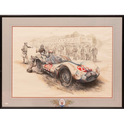 64 - Maserati Tipo 60 Birdcage, by Barry ButterworthA large mixed media image of a Maserati Tipo 60 Birdc... 