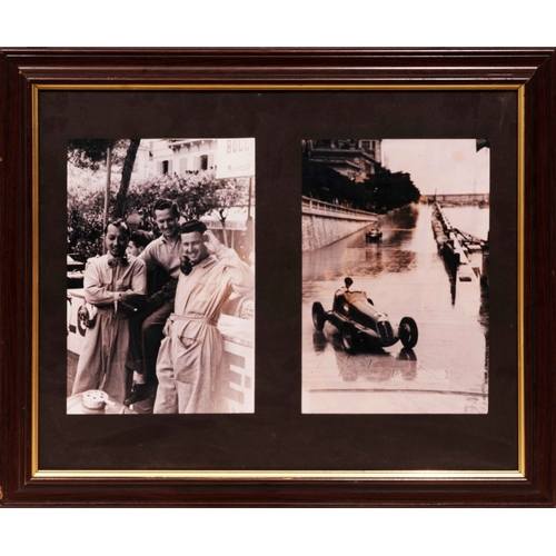 96 - Stirling Moss, Monaco GP, 1956. Harry Schell, Silverstone, 1952 (3) A large photograph depicting Sti... 