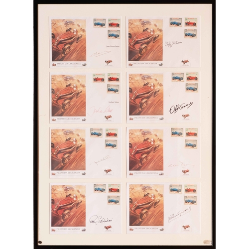 101 - Grand Prix Drivers: First Day Covers and an abstract image of mechanical components (2) A series of ... 