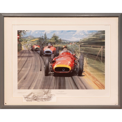 114 - 'The Maestro', Fangio by Nicholas WattsA limited edition print showing Fangio in his Maserati 250F l... 