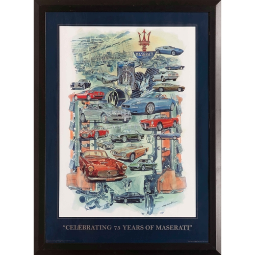 103 - Four Craig Warwick Maserati/Ferrari ArtworksTwo Craig Warwick '75 years of Maserati' posters. 75 yea... 