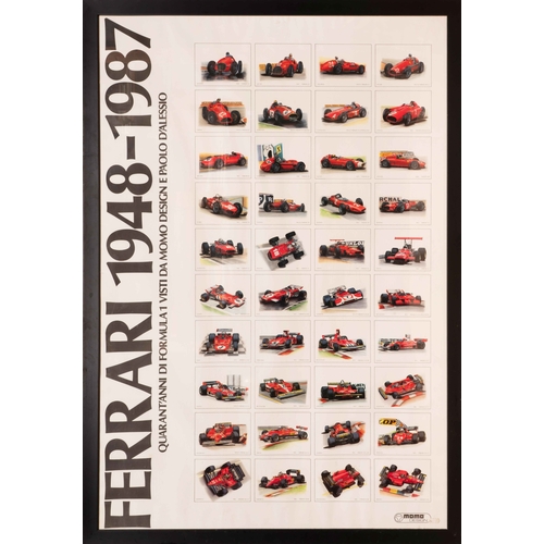 104 - A selection of large Posters for Ferrari and Lamborghini. A set of nine mounted Ferrari posters. The... 