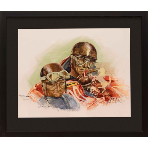 116 - Craig Warwick. Fangio. (3) A delightful Craig Warwick study of Fangio. The artists proof of the same... 