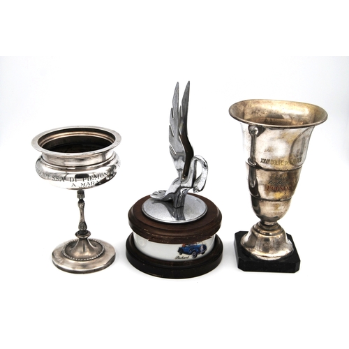 171 - Two Trophy Cups and a Packard Mascot decanter. The Coppa Principessa di Piemonte Napoli 26-6-1938. P... 