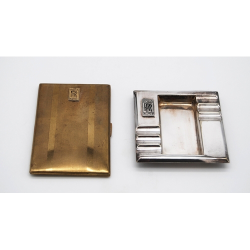 175 - Two Matching Ashtrays with Rolls Royce badges, Two Cigarette Cases and a Rolls-Royce tray. Two match... 