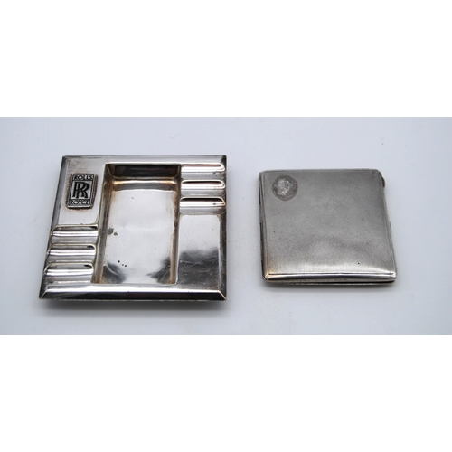175 - Two Matching Ashtrays with Rolls Royce badges, Two Cigarette Cases and a Rolls-Royce tray. Two match... 
