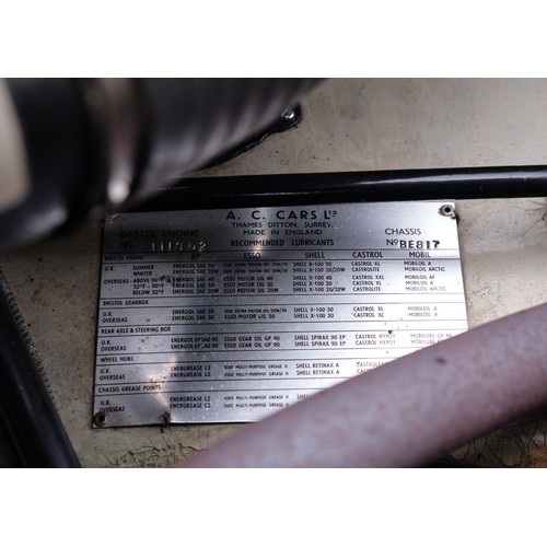 425 - 1961 AC Aceca Bristol                                  Chassis Number: BE817 Registration Number: PA... 
