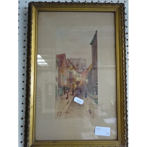 45 - Alfred Durham, pair of small watercolours of Petergate, York