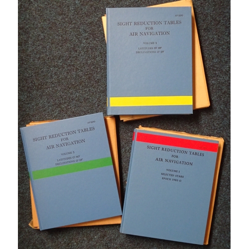 129 - Sight Reduction Tables for Air Navigation, three volumes published by HMSO c1980.  With original pac... 