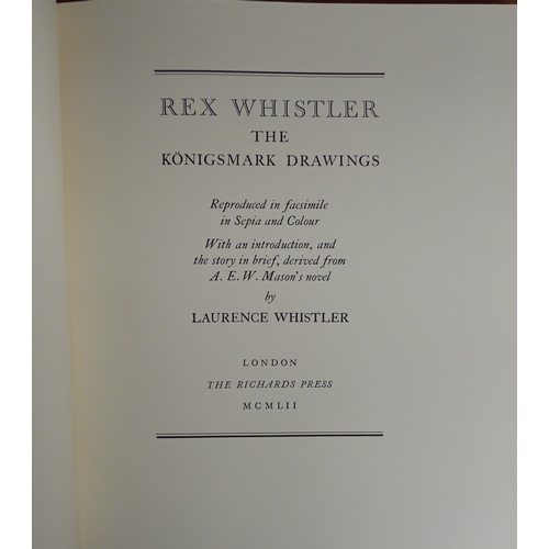 162 - Rex Whistler: The Konigsmark Drawings, book published The Richard Press 1952, red cloth bindings wit... 