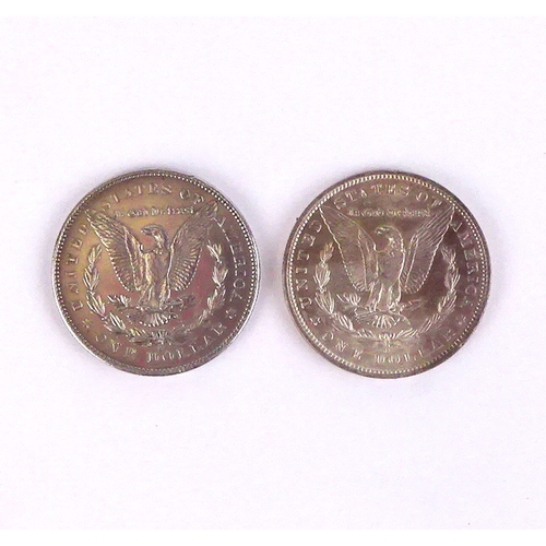 328 - Two USA One Dollar coins: 1878 (San Francisco mint), 1881 (New Orleans mint).