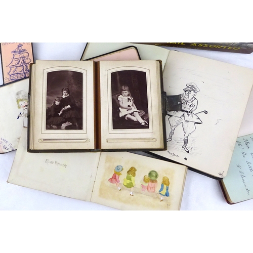 340 - A collectors' lot comprising a CDV photograph album, five autograph albums, wax-vestas, coins etc