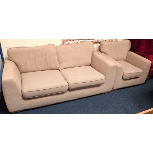 751 - A beige settee & armchair