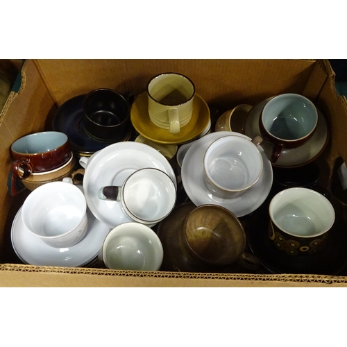 383 - Approximately 40 mix and match Denby tea cups and saucers.