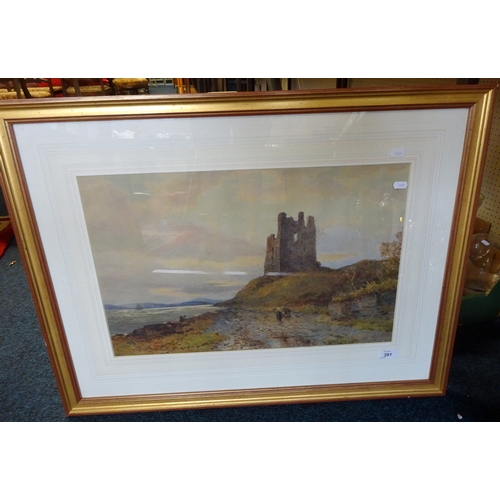 391 - A large framed watercolour signed W. May '90 A coastal scene.