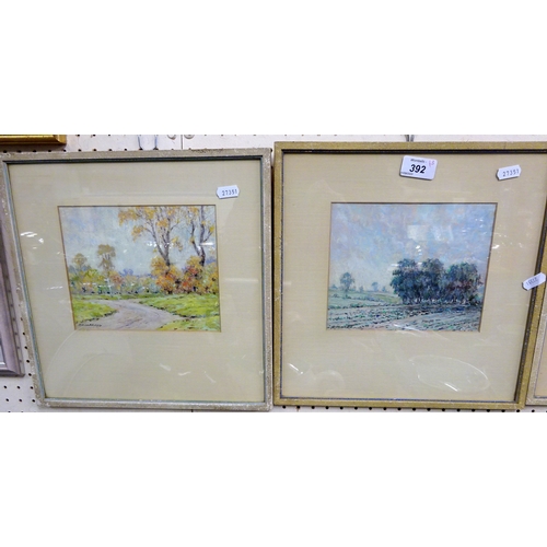 392 - Three John Hatton Markham pastels, two country scenes and a lake scene.