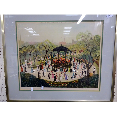 393 - A framed pencil signed Helen Bradley print.