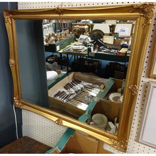 396 - A large gilt framed mirror.