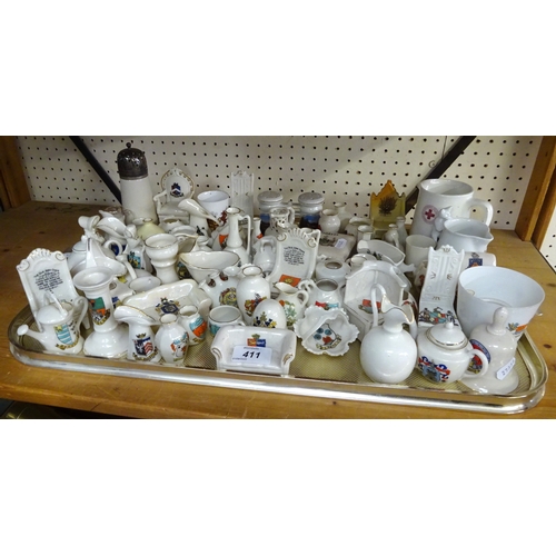 411 - A quantity of crested china.