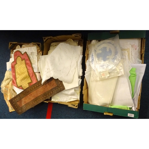 417 - A quantity of linen table cloths etc, (3). (by instruction of the family of Dame Fanny Waterman)