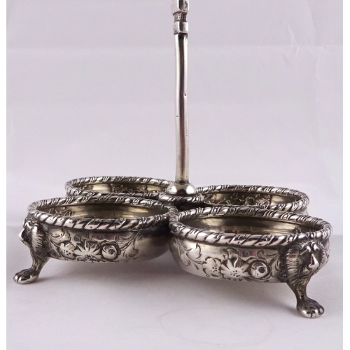 23 - A Victorian cruet stand, George John Richards & Edward Charles Brown, London 1864.  178mm across / 1... 