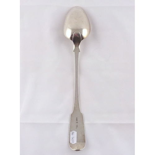 32 - A Scottish provincial silver fiddle pattern serving spoon engraved 