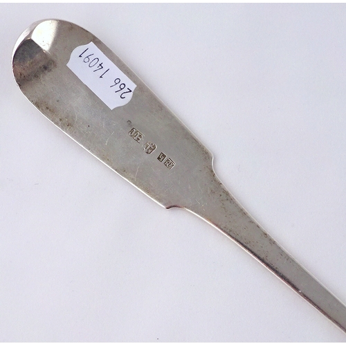 32 - A Scottish provincial silver fiddle pattern serving spoon engraved 