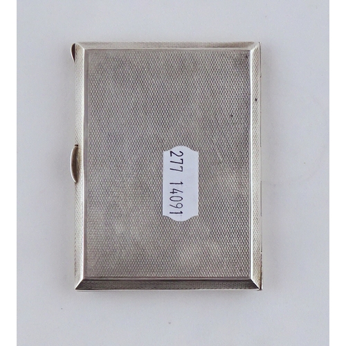 38 - A silver cigarette case having enamel decoration over engine turning, Birmingham 1937.  100gr gross ... 