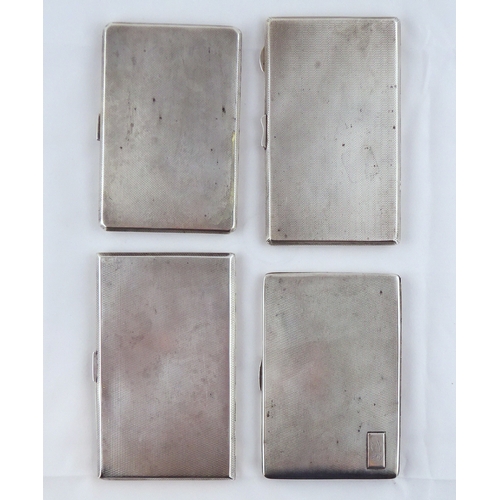 40 - Four various silver cigarette cases, the largest 142 x 87mm.  735gr. (by instruction of the family o... 