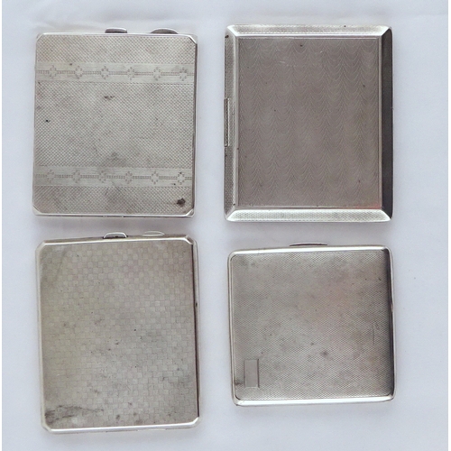 42 - A silver cigarette case having blue enamel 