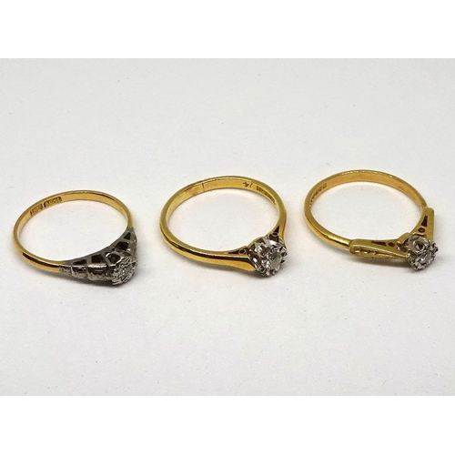 128 - Three ring, yellow and white metal including an 18ct gold example. (by instruction of the family of ... 
