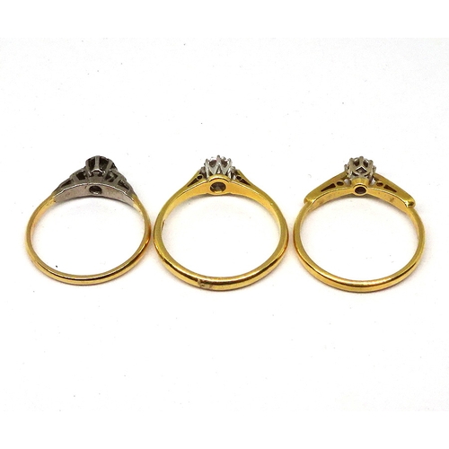 128 - Three ring, yellow and white metal including an 18ct gold example. (by instruction of the family of ... 