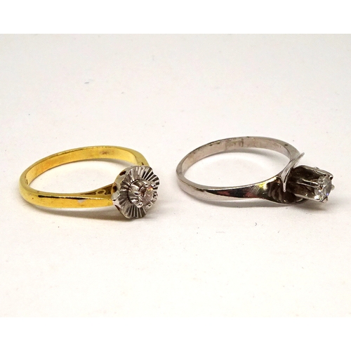 167 - A solitaire ring comprising a brilliant cut white stone in a raised claw setting within twist should... 