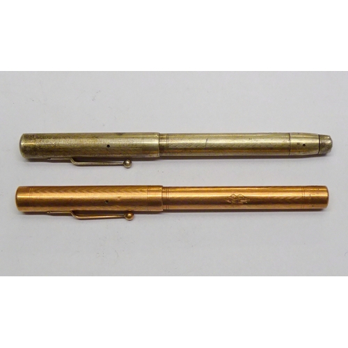 248 - A Swan fountain pen having lever filler action, 9ct gold case with Mabie, Todd & Co nib marked 14ct;... 
