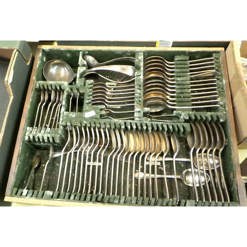 270 - A part canteen of silver plated cutlery in a fitted drawer