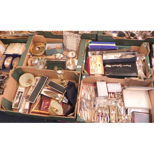 275 - A qty of cutlery incl mid-century and silver plated; other metalwares etc incl photograph frames (4)... 