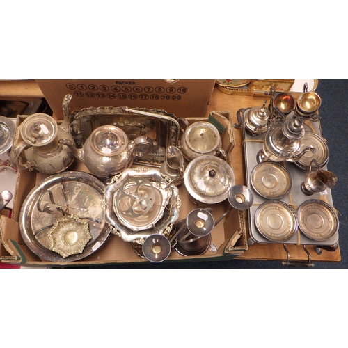 282 - A silver plated coffee set, other silver plate, a warming stand etc (2)