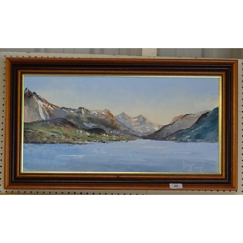 40 - Harley Crossley oil on canvas, Mountain lake scene.