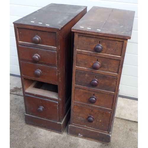 514 - A pair of Victorian painted pine pedestal chest's, missing one drawer