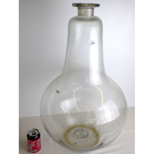 138 - A large bulb-shaped Chemist's glass flask, stopper lacking.