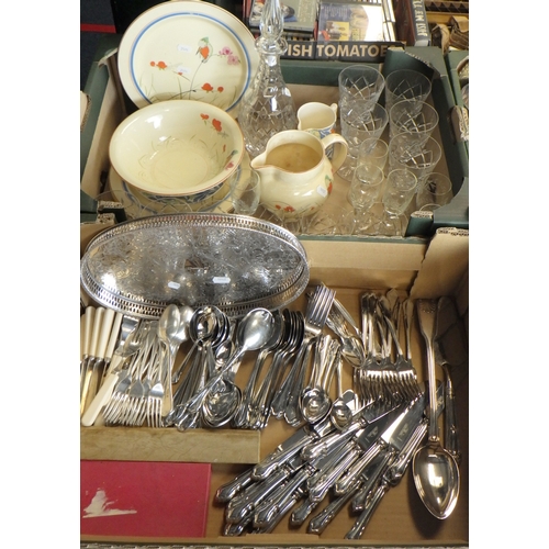 173 - An extensive part canteen of silver plated cutlery; other silver plate, ceramics and glasswares incl... 