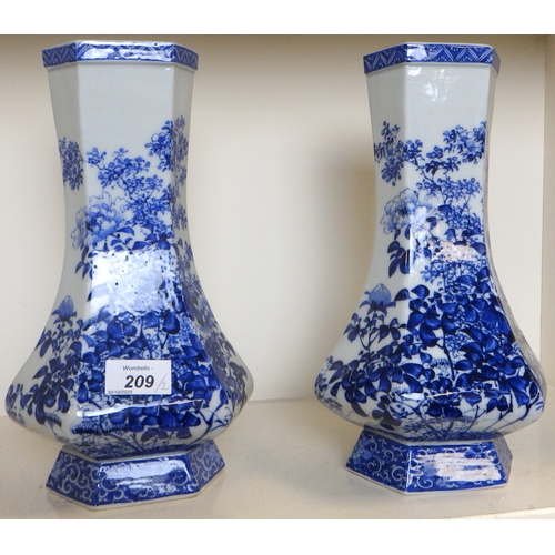 209 - A pair of Chinese hexagonal vases.