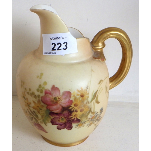 223 - A Royal Worcester blush ivory ewer.