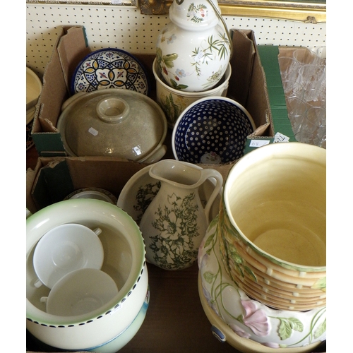 68 - A quantity of ceramics to include Burleigh ware, a French jug and bowl, lamp etc (3).