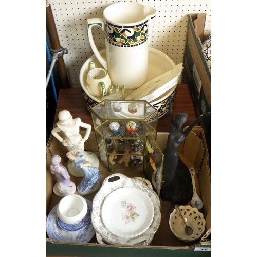 69 - A mixed lot of ceramics to include a Coalport figurine, Spode etc together with a collectors cabinet... 
