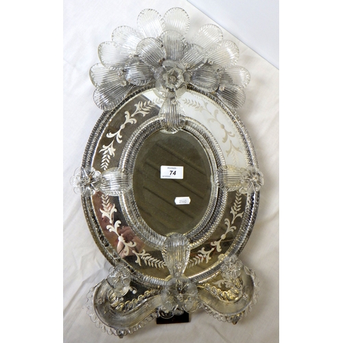 74 - A Venetian easel mirror slight af 55 cm .