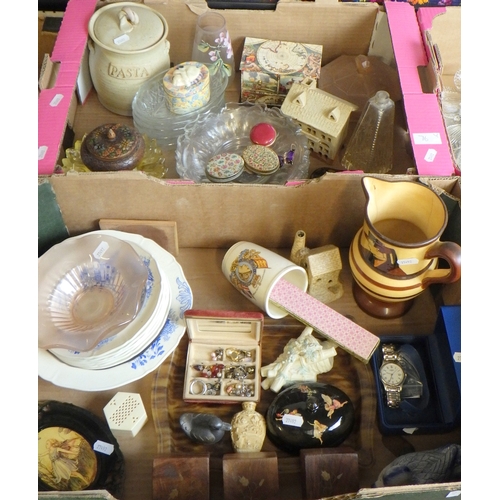 76 - Two boxes of misc to include glass ware, ceramics, Rotary watch, earrings etc (2).