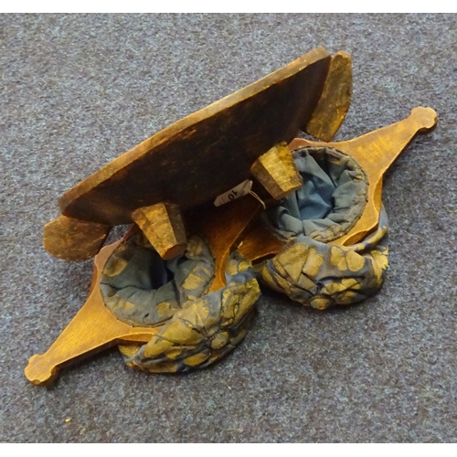 10 - A carved African wooden bowl together with two oak church money collectors (3).